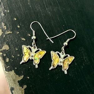 07 . Vintage 🌸 Yellow Enamel Butterfly Earrings